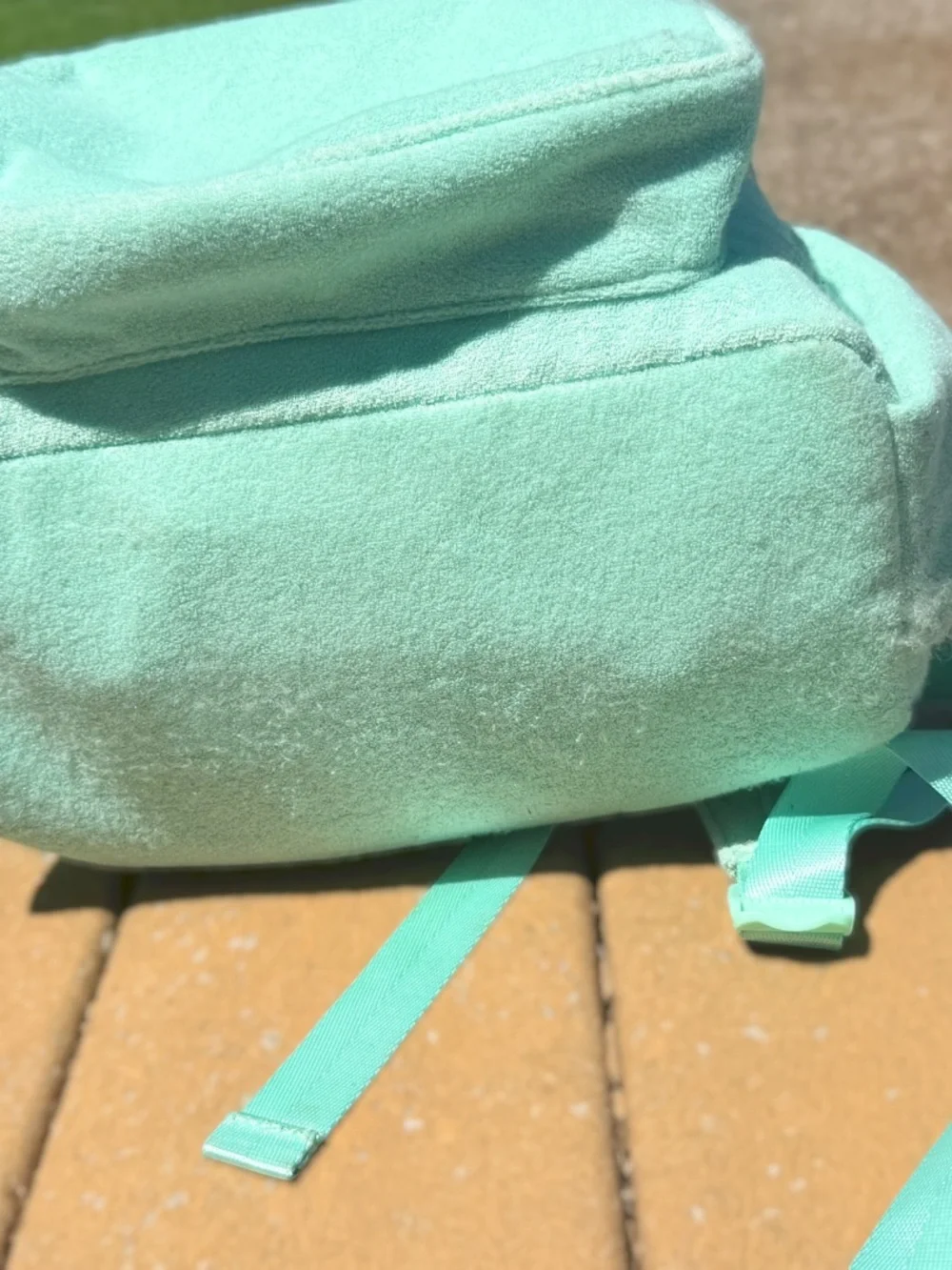 Stoney Clover Lane x Target Aqua Terry Backpack Happy Love Love Gold Tone